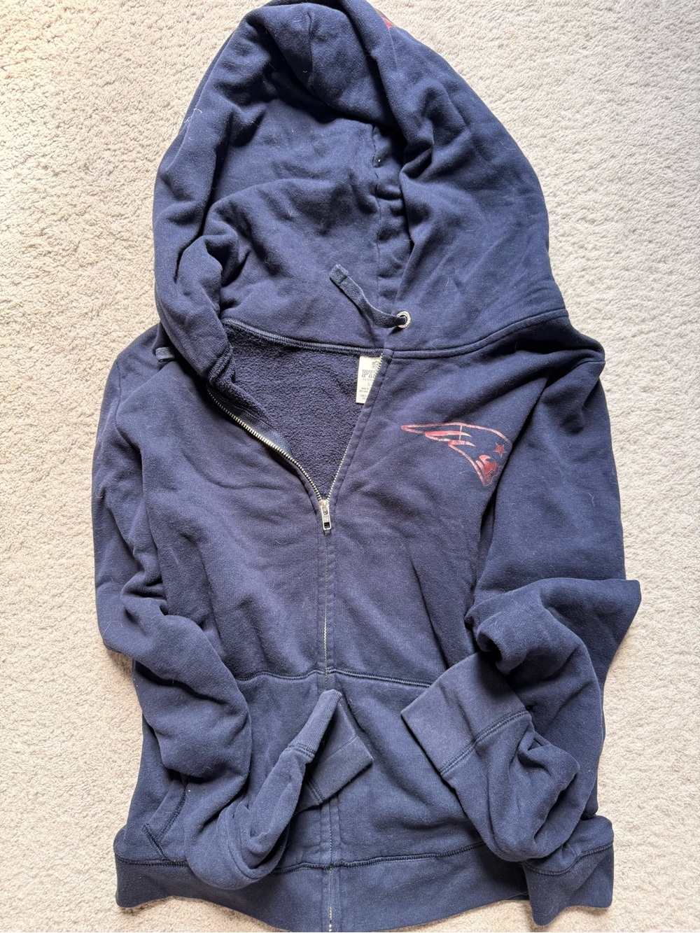 PINK Victoria's Secret Navy Zip-Up Hoodie Sweatshirt with Pink Accent